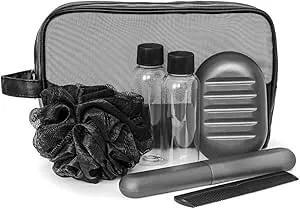 Kit Higiene e Banho Masculino para Viagem, Ricca, Preto e Cinza | Amazon.com.br