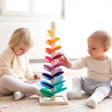Montessori Regenbogen Murmel Holzturm – WUNSCH-STERN
