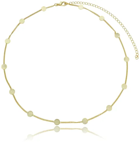 Choker Medalhas Diamantadas Dourado - Elegância Brilhante