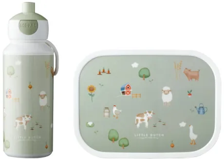 Pausenset Campus (Trinkflasche Pop-up + Brotdose) - Little Farm | Mepal