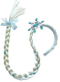 Lange Haare Prinzessin Dress Up Perücken, Frozen Princess Stirnband Blau, Elsa Pferdeschwanz Haarverlängerung Perücke, Geflochtene Perücken Geburtstage für Mädchen Party : Amazon.de: Kosmetik