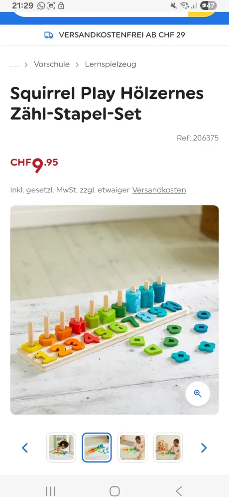 Squirrel Play Hölzernes Zähl-Stapelset