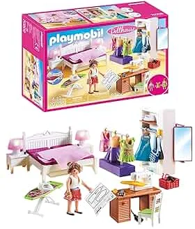 PLAYMOBIL 70208 Dollhouse Abwechslung Schlafzimmer mit Nähecke, ab 4 Jahren, bunt, one Size: Amazon.de: Spielzeug