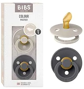 BIBS Colour Schnuller 2er-Pack, BPA-frei Schnuller, Kiefergerechte Form. Naturkautschuk/Latex, Hergestellt in Dänemark. 0-6 Monate (2er Pack), Sand/Iron : Amazon.de: Baby