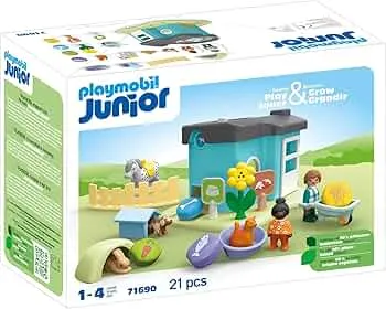 PLAYMOBIL Junior 71690 Animal Board with Feeder Sustainable Toy Made of Bio-Based Plastics for Children from 1 Year: Amazon.de: Toys