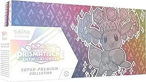 Pokémon - Trading Card Game: Super Premium Collection Crimson & Purple - Prismatic Developments (1 Holographic Full Screen Promo Card, 1 Fluffy Evoli Deck Box & 15 Booster Packs): Amazon.de: Toys
