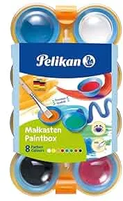Pelikan 723122 Mini Friends 755/8 Multi-Coloured Paint Box with 8 Colours and Brushes, Paint palette, multicoloured : Amazon.de: Home & Kitchen