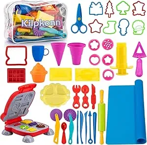 Play Dough Set for Children, 41 Pieces Clay Accessories Creation Breakfast Burger & Pasta, Moulds Rolling Pin, Kneading Mat with Storage Bag, Dough Toy Gift for Boys Girls: Amazon.de: Toys