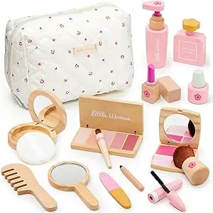 Atoylink Wooden Children's Make-Up Set Girls Children Make-Up Toy Role Play Beauty Set Vanity Case Wooden Toy Christmas Birthday Gift for Girls from 3 4 5 6 7 Years: Amazon.de: Toys