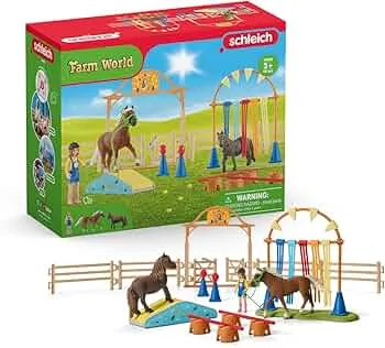 schleich Farm World Pony Agility Starter Set 42481 Play Set with 2 Ponies, Girls, Courses & Accessories, Combinable & Child-friendly Design, Farm Toy for Children from 3 Years, 41 Pieces: Amazon.de: Toys