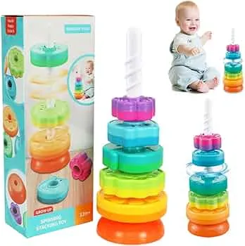 Mineup Spinning Stacking Toys, Rainbow Tower, Kids Stackable Spinning Toy, Rainbow Tower Stacking Games, Rainbow Stacking Rings, Rainbow Rotating Tower Stacking Toy for Children from 12 Months: Amazon.de: Toys