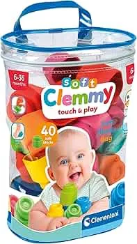 Clementoni Soft Clemmy Building Blocks in Bag 17878 - 40 Soft Building Blocks for Babies & Toddlers from 6 Months - Sensory Toy for Stacking & Grasping - Washable & Safe - Gift Idea Baby : Amazon.de: Toys
