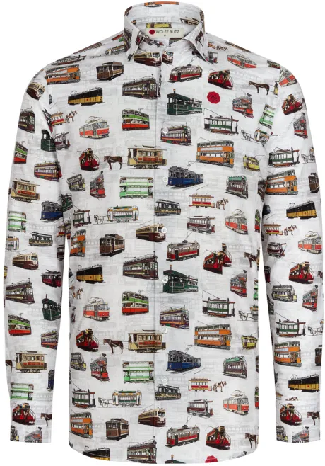 History of Trams Print Long Sleeve Shirt for Men – Wolff Blitz