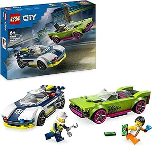 LEGO City Chase with Police Car and Muscle Car, Car Play Train with 2 Racing Cars, Police Gift for Children, Boys and Girls from 6 Years, Set with Policeman and Ganovin Mini Figures 60415: Amazon.de: Toys