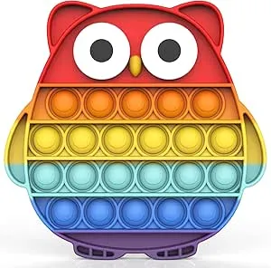 Bdwing Silicone push bubble sensory pop it fidget toy, rainbow colour, baby toy, anxiety relief finger toy, distraction for stress and anxiety for children and adults, fidget (owl): Amazon.de: Toys