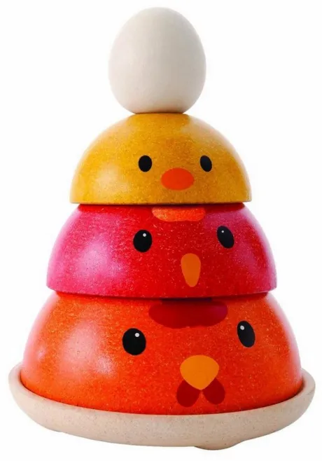 Plantoys Stapelspielzeug Stapelturm Huhn, Steckspielzeug