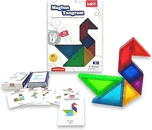 KEBO Tangram Magnetisches 3D-Bildungsspiel, Puzzle mit 7 Bausteinen und 54 Herausforderungen (Magfun): Amazon.de: Spielzeug