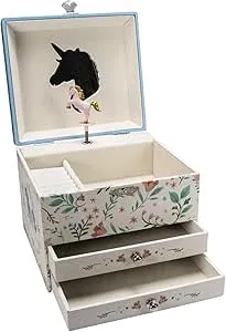 GICO Smykkeskrin enhjørning med to skuffer til piger børns legetøj med musik, roterende figur og spejl fødselsdagsgave piger smykkeskrin børn - 92065 : Amazon.de: Mode