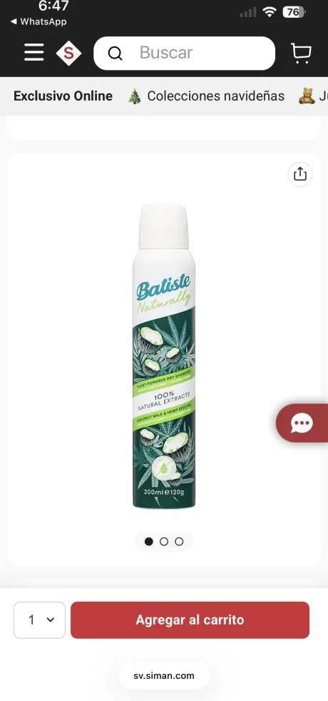 Shampoo en Seco Batiste