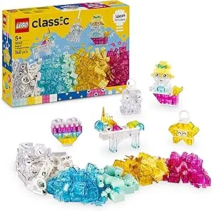 LEGO Classic Zauberbox mit durchsichtigen Steinen - Farbenfrohe Bausteine und Aufhängersteine - Einhorn, Drache, Pinguin und weitere Figuren - Bastelset für Mädchen & Jungen ab 5 Jahren 11040: Amazon.de: Spielzeug