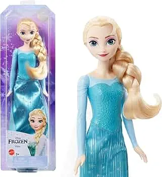 Mattel Disney Die Eiskönigin Elsa Puppe, Die Eiskönigin Puppe, kämmbare blonde Haare, beweglich, ausziehbare Schuhe, Disney Geschenke, Spielzeug ab 3 Jahre, HLW47: Amazon.de: Spielzeug