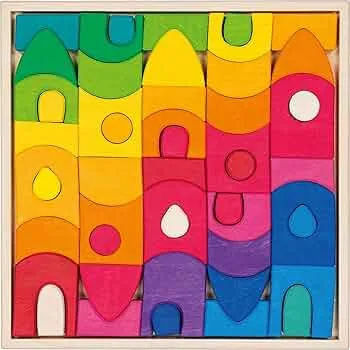 goki 58360 - Bausteine Morgana - aus hochwertigem Ahornholz Evolution - Bunte Farben auf Wasserbasis - Made in Europe: Amazon.de: Spielzeug