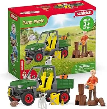 SCHLEICH Farm World | Waldbauer mit Fahrzeug 42659 | Set mit Bauer Paul, Hund, Geländewagen & Zubehör | detailgetreue Tierfiguren & Geschenkidee für Kinder | Bauernhof Spielzeug ab 3 Jahre | 49 Teile: Amazon.de: Spielzeug