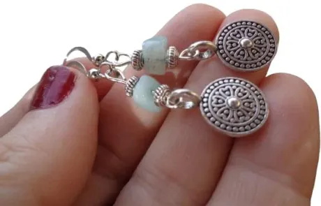 ๑ஐ• KLEINE ETHNO MANDALA AMAZONIT STEIN •ஐ๑ handgefertigte Ohrringe - einmaliges Geschenk - blauer Stein : Amazon.de: Handmade-Produkte