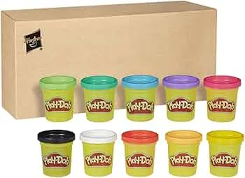 Play-Doh Rainbow Pack 10 x 56g Dosen, Bastel-Set mit hochwertiger Knetmasse in 8 fröhlichen Farben, fördert die Feinmotorik und das Gestalten, kreatives für Kinder ab 2 Jahren: Amazon.de: Spielzeug