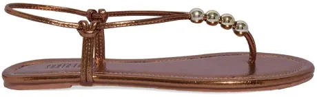 Rasteira Slim Metalizada Bronze Brilho - Santa Lolla