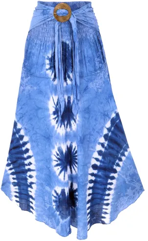 Boho Sommerrock, Maxirock Hippie chic, wandelbares Sommerkleid, Strandkleid - blau