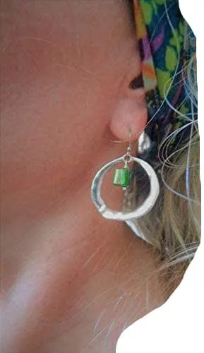 ★ GEHÄMMERTE GROSSE RINGE & GRÜNE PERLMUTT OHRRINGE ★ robuste schön baumelnde Ethno Ohrringe, Boho Schmuck : Amazon.de: Handmade-Produkte