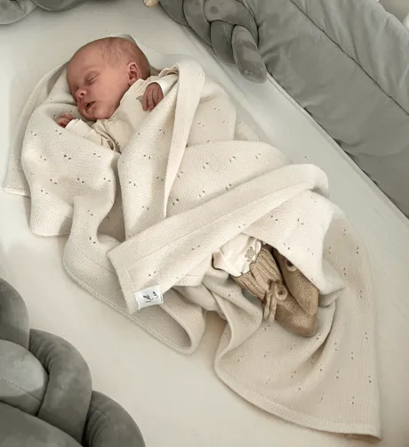 Lil' Leo: Decke 'Leo' in Creme aus 100% Merinowolle