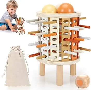 Montessori Spiel Brettspiel aus Holz, Montessori Spielzeug ab 3 Jahre, 28 Stück Bunte Holzstäbchen Pädagogisches Brettspiel, Feinmotorik Lernspielzeug Reisespiel Familienspiele Geschenk für Kinder: Amazon.de: Spielzeug