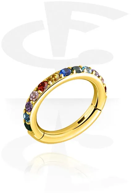 Piercing-Klicker (Chirurgenstahl, gold, glänzend) mit Kristallsteinchen (Vergoldeter Chirurgenstahl 316L) | Weltgrößter Piercing-Onlineshop