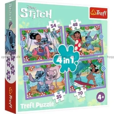 Disney: Stitch, 4 i 1, 35 brikker puslespil, Trefl - 34633 - 5900511346336