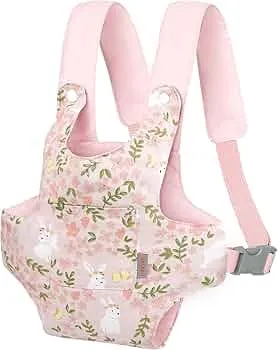 GAGAKU Puppentrage ab 3 Jahre Bauchtrage Babypuppen Zubehör Schultergurte Babytrage Puppe Kleinkind Puppentragetasche Stofftiertrage Kuscheltierträger - Rose - Kaninchengarten: Amazon.de: Spielzeug