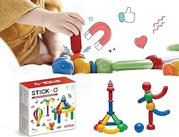 Stick-O magnetische Bausteine für Kinder ab 1 Jahre, kreatives Konstruktionsspielzeug, Lernspielzeug mit Magnet, 36 Modelle für Mädchen und Jungen, Montessori Spielzeug, 30 Teile Set,: Amazon.de: Spielzeug