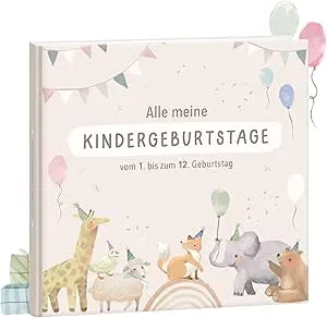 Mintkind Fotoalbum Kinder Beige – Erinnerungsbuch Kindergeburtstag mit Ausfüllseiten – Erinnerungsalbum 1 bis 12 Jahre – Geschenk zur Geburt für Jungen & Mädchen : Amazon.de: Baby