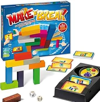 Ravensburger 26750 - Make 'n' Break - Gesellschaftsspiel für die ganze Familie mit Bausteinen, Spiel für Erwachsene und Kinder ab 8 Jahren, für 2-5 Spieler - mit 160 neuen Aufgaben: Amazon.de: Spielzeug