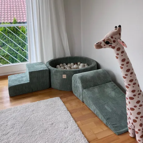 Design4Kids Bällebad Jewel 90x30cm Cord olive mit 200 Bällen