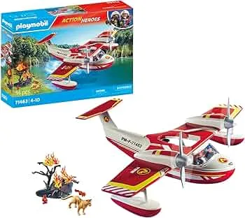 PLAYMOBIL Action Heroes 71463 Feuerwehrflugzeug mit Löschfunktion, heldenhafte Rettungsmissionen, inklusive Feuerwehrmann und vielfältigem Zubehör, detailreiches Spielzeug für Kinder ab 4 Jahren: Amazon.de: Spielzeug
