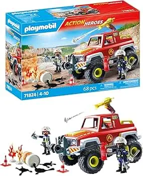 PLAYMOBIL | Action Heroes | Feuerwehrtruck | Feuerwehrauto | Spielzeugauto | Spielzeug für Kinder ab 4 Jahren | 71824: Amazon.de: Spielzeug