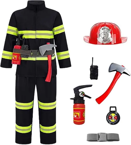 CNNBYYDS Feuerwehr Kostüm Set für Kinder, Feuerwehrmann Kostüm mit Feuerwehrhelm Feuerlöscher Jacke Hose Feuerwehr Zubehör Kinder Feuerwehrkostüm Set für Karneval Halloween Fasching Rollenspiele : Amazon.de: Spielzeug