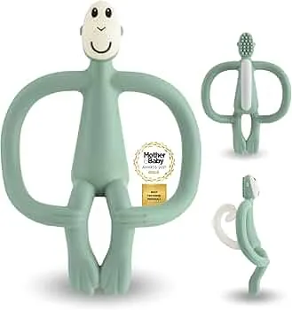 Matchstick Monkey - Beißring Affe Original - Baby Zahnungshilfe - weiche Noppen massieren wundes Zahnfleisch - Silikon BPA-frei - Greifling für Zahnen - ab 3 Monaten - mintgrün : Amazon.de: Baby