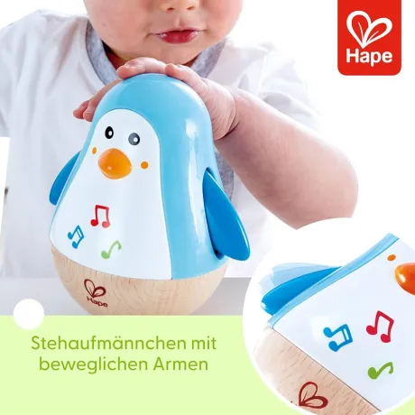 Hape Stehauf-Pinguin - Babyspielzeug aus Holz mit klingelnder Glocke, blau, Motorik- und Gleichgewichtsförderung, sensorisches Lernspielzeug für Babys ab 6 Monaten: Amazon.de: Spielzeug