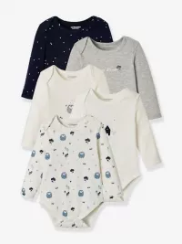 5er-Pack Baumwollbodys mit langen Ärmeln - pack marine, Baby