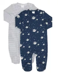 Strampler SPACE mit Fu2er-Pack in weiß/dunkelblau