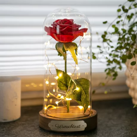 Ewige Rose im Glas mit Personalisierung