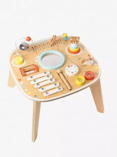 Vertbaudet Baby Spieltisch mit Musikinstrumenten, Holz FSC® in natur/mehrfarbig